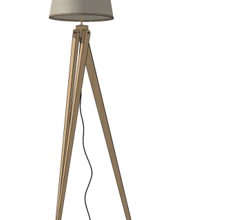 现代原木落地灯su草图模型下载