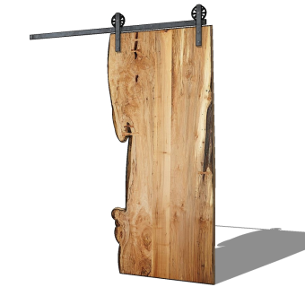 26新中式风格实木屏风 导轨活动移门装饰门 原木木板 木头墙su草图模型下载