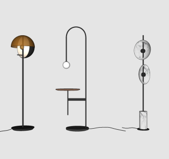 现代落地灯组合 多头落地灯组合su草图模型下载