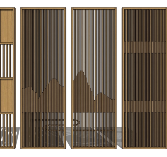 30新中式屏风隔断  新中式屏风隔断背景墙 新中式花格假山屏风隔断 新中式格栅 镂空隔断 现代隔断屏风su草图模型下载