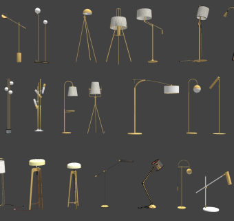 金属轻奢落地灯 装饰落地灯 多头落地灯组合su草图模型下载