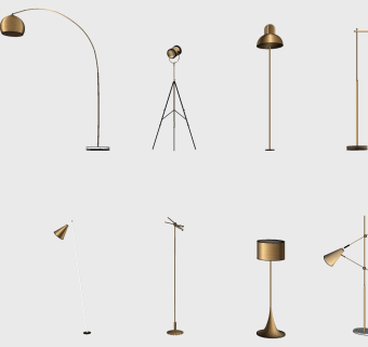 北欧简约金属落地灯 装饰灯具组合su草图模型下载