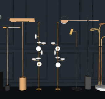 北欧简约金属看得到 装饰灯具组合su草图模型下载