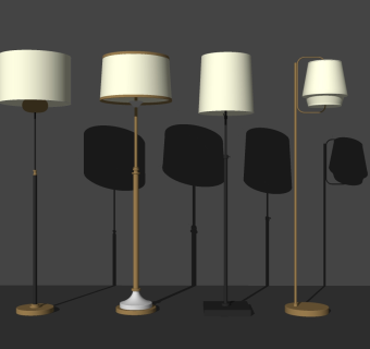 金属落地灯组合su草图模型下载