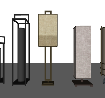 新中式落地灯 装饰落地灯组合 su草图模型下载