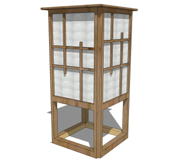 新中式日式现代金属落地灯su草图模型下载