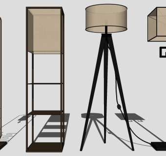 新中式落地灯模型 装饰落地灯组合su草图模型下载