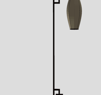新中式原木落地灯su草图模型下载