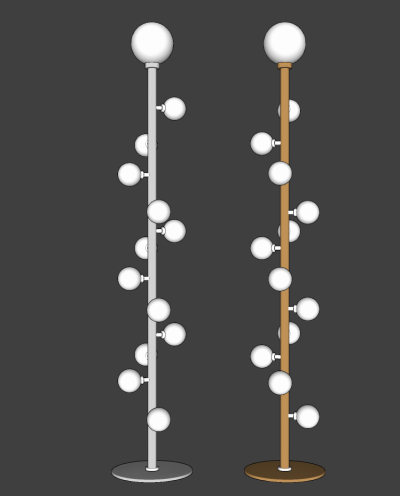 现代球形金属落地灯 多头装饰灯具组合su草图模型下载