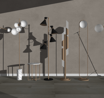 金属多头落地灯 装饰落地灯组合su草图模型下载