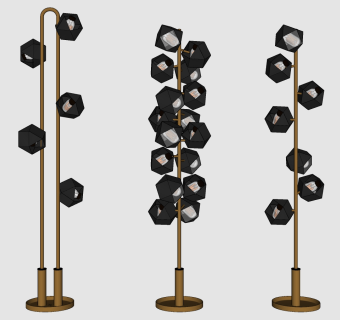 落地灯组合 现代落地灯 不锈钢落地灯  su草图模型下载