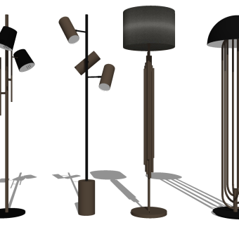 金属落地灯组合 装饰灯具组合su草图模型下载