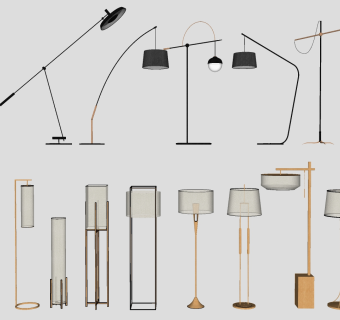 现代新中式落地灯 装饰金属落地灯 su草图模型下载
