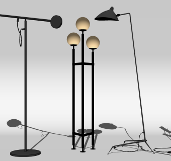 现代落地灯 装饰金属落地灯  su草图模型下载