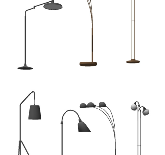 现代落地灯 装饰金属多头落地灯su草图模型下载