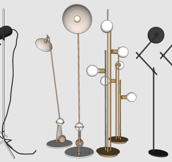 金属落地灯组合su草图模型下载
