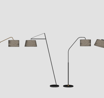 新中式现代原木装饰落地灯su草图模型下载