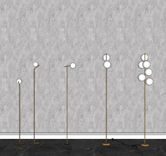 金属多头落地灯 装饰灯具su草图模型下载