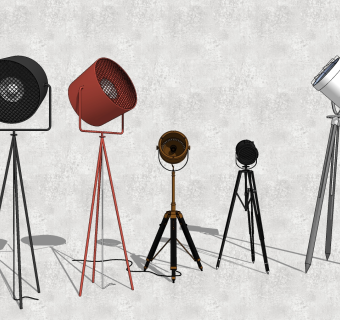 金属落地灯 装饰灯具 组合su草图模型下载