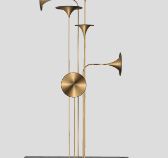 后现代轻奢灯具 金属喇叭灯落地灯su草图模型下载