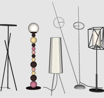 后现代落地灯组合 后现代落地灯 金属落地灯 落地灯组合su草图模型下载