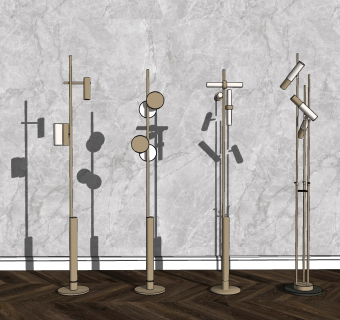 后现代风格落地灯 金属多头灯具组合su草图模型下载