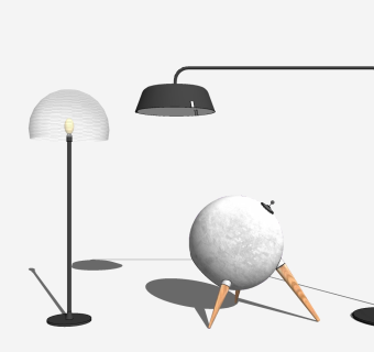 现代新中式金属落地灯 su草图模型下载