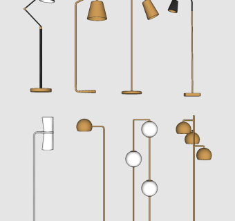 北欧金属落地灯组合 多头落地灯su草图模型下载
