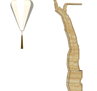 新中式现代原木树枝装饰落地灯 吊灯su草图模型下载