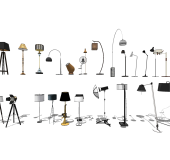 现代金属落地灯 多头灯具组合 装饰灯su草图模型下载