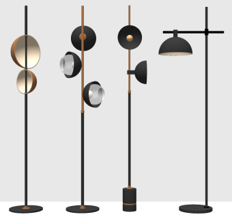 落地灯 金属多头灯具组合组合su草图模型下载