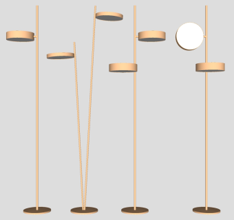 金属落地灯 多头落地灯su草图模型下载