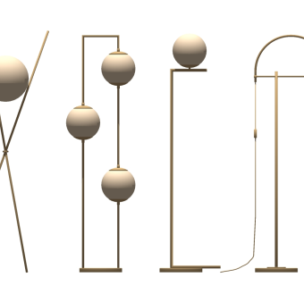 现代金属装饰落地灯 su草图模型下载