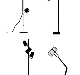现代金属落地灯 su草图模型下载