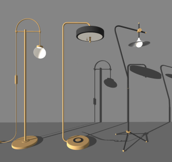 金属落地灯 装饰落地灯组合su草图模型下载