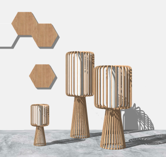 新中式日式编织金属装饰落地灯  su草图模型下载