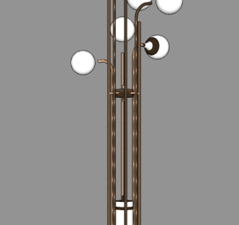 金属简约北欧多头金属落地灯su草图模型下载