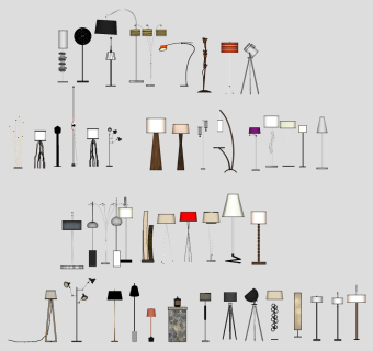 北欧新中式简约金属落地灯 装饰小落地灯 su草图模型下载