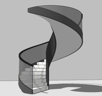 01现代简约旋转楼梯 玻璃扶手楼梯 大理石踏步旋转楼梯su草图模型下载