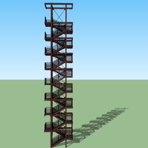 04钢架楼梯 工业风钢架楼梯 户外楼梯su草图模型下载