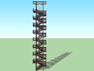 04<em>钢架楼梯</em> 工业风<em>钢架楼梯</em> 户外楼梯su草图模型下载