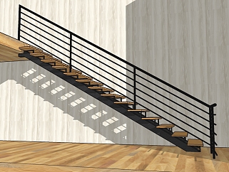 05工业风格钢楼梯 铁艺楼梯 栏杆 扶手 旋转楼梯 loft风钢板楼梯su草图模型下载