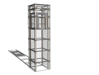 06观光玻璃电梯组合 电动直梯su草图模型下载