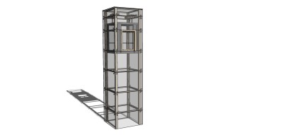 06观光玻璃电梯组合 电动直梯su草图模型下载