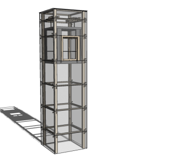 06观光玻璃电梯组合 电动直梯su草图模型下载