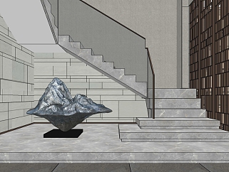 12现代别墅楼梯雕塑模型 玻璃<em>扶手楼梯</em> 现代简约时尚...
