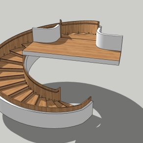 16现代风格木质灯带旋转楼梯 实木踏步楼梯 别墅楼梯 办公室楼梯LOFT旋转楼梯su草图模型下载