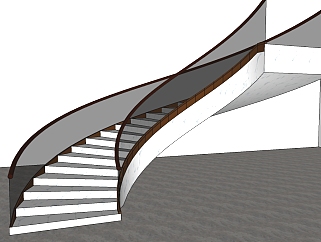19現代風格旋轉玻璃樓梯 別墅樓梯 辦公室樓梯 玻璃扶手樓梯su草圖模型下載