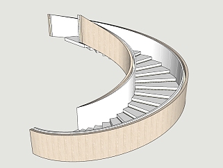24现代风格木质灯带旋转楼梯 实木踏步楼梯 别墅楼梯 办公室楼梯LOFT旋转楼梯su草图模型下载