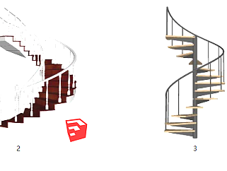 大理石踏步楼梯 <em>钢结构</em>楼梯su草图模型下载
